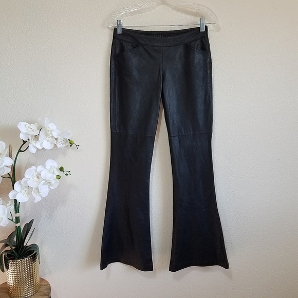 Theory Shimona Lambskin Leather Flare Pants - Picture 2 of 12